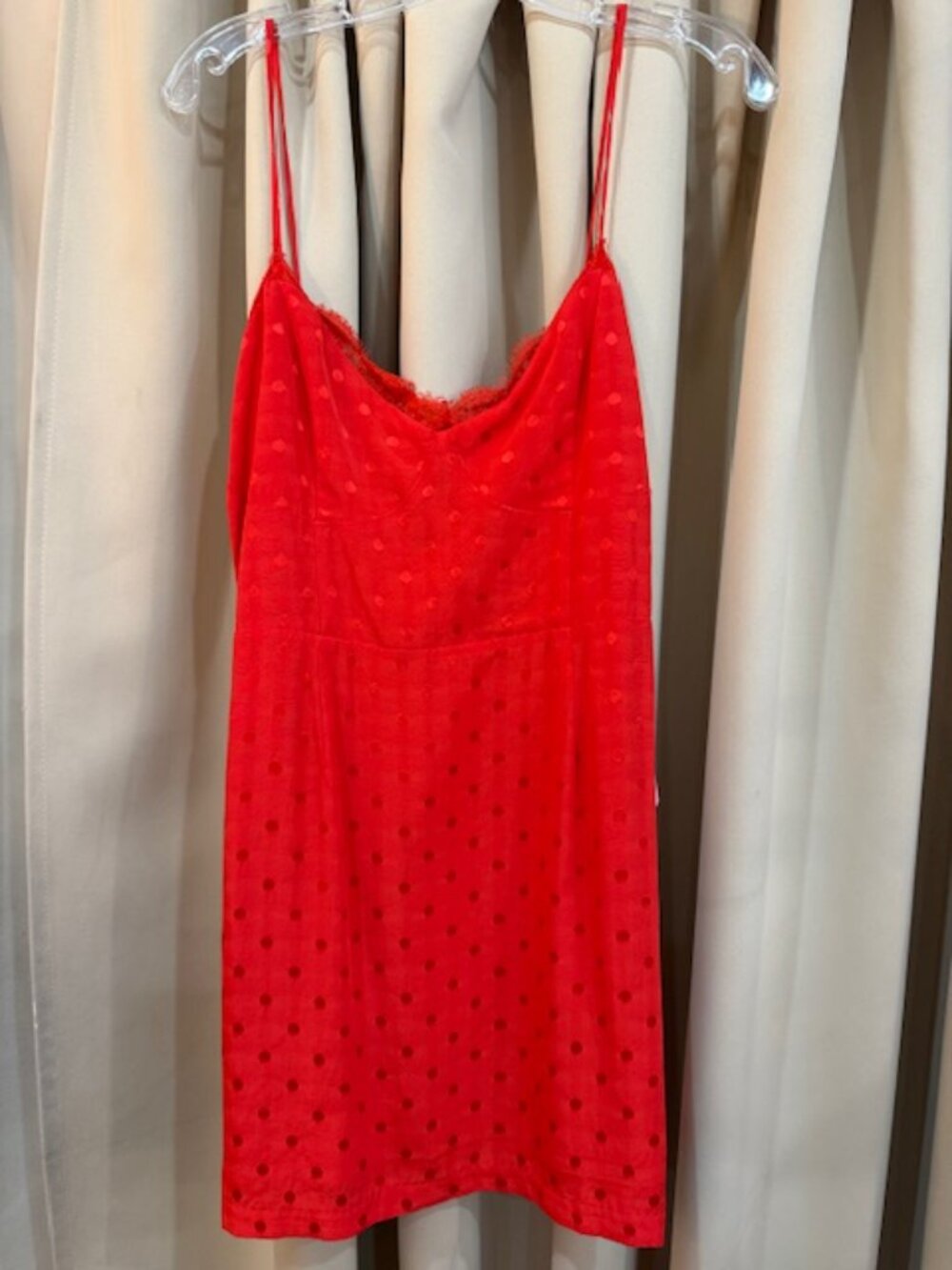 Line and Dot Red Poka Dot Mini Dress Size L - Picture 3 of 6